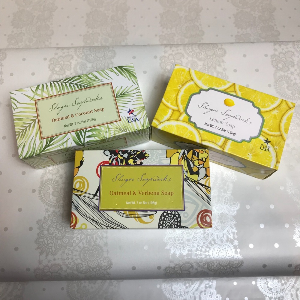 Lot of 3 Shugar Soapworks Soap,Lemon Oatmeal